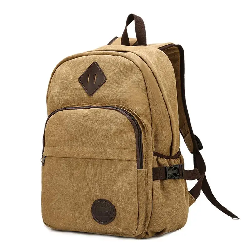 Khaki Модный мужской высококачественный холщовый рюкзак 15 дюймов Рюкзак для ноутбука дорожная сумка с ремешком для ноутбука Hombre Mochila школьная сумка - Цвет: Khaki