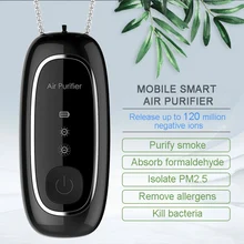 Moda pessoal wearable purificador de ar colar mini portátil purificador de ar ionizador gerador íon negativo preto