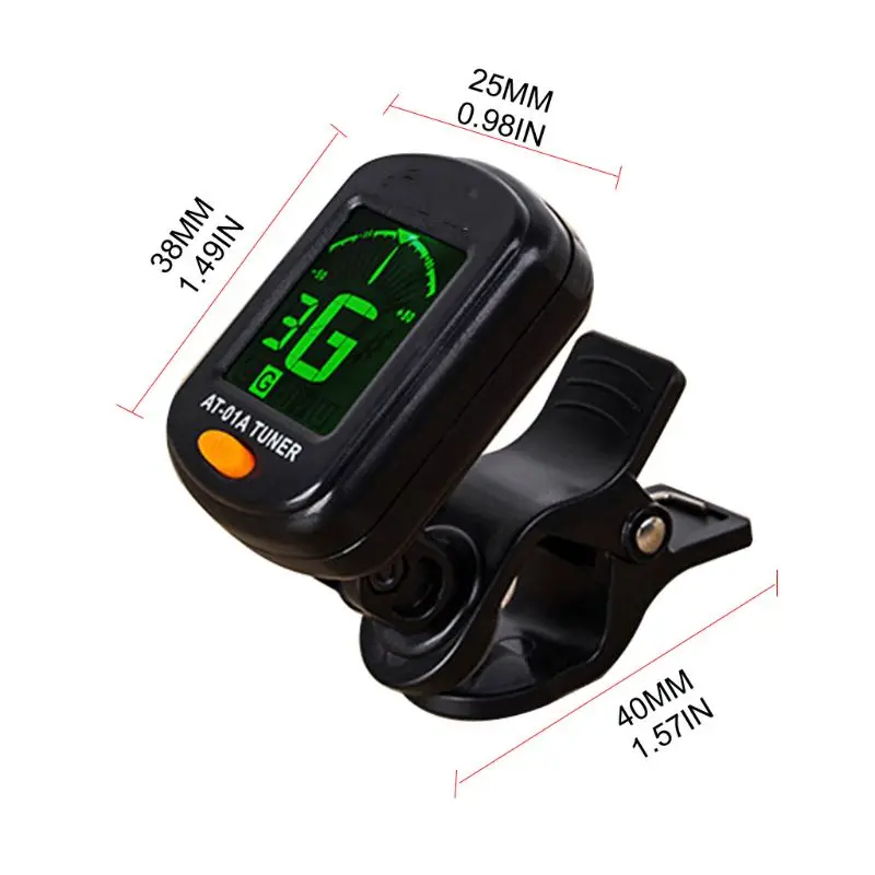 Clip-on Tuner for Second-order Bass Ukulele AT01A Chromatic Tuning Modes Quality suit for guitar