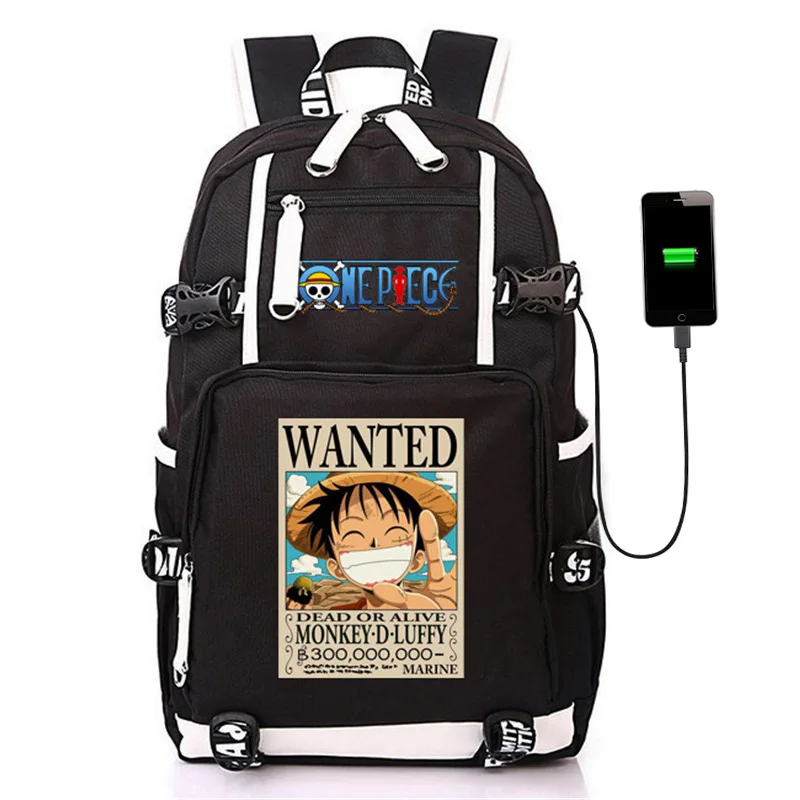 Аниме one piece Luffy рюкзак модный Повседневный Рюкзак usb зарядка школьные сумки Дорожная сумка для подростков мужчин и женщин