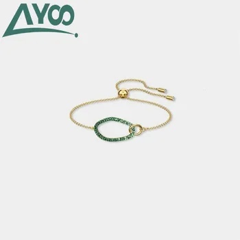 

AYOO high quality 2020 new retro simple irregular green geometric crystal adjustable bracelet female bracelet jewelry