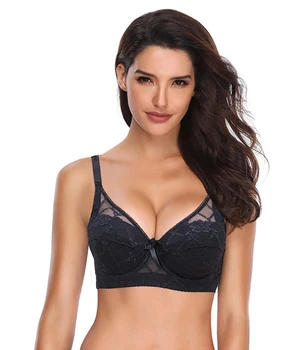 

Women Large Cup Lace Bra tops Under Embroidery Bralette Underwear thin cotton lingerie Bra 34 36 38 40 42 44 46 48 B C D E C3304