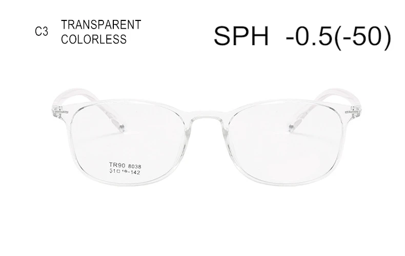 C3 (-0.5) SWOKENCE SPH-0,5 до-6,0 TR90 оправа очки по рецепту для близорукости для женщин и мужчин очки по рецепту для близоруких F121 - Цвет оправы: C3 (-0.5)