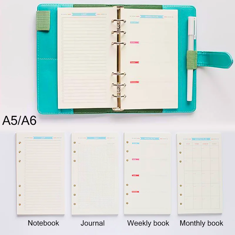 A5 Colors Refills Spiral Notebook Loose Leaf Binder Inner Pages Filler Paper HD 