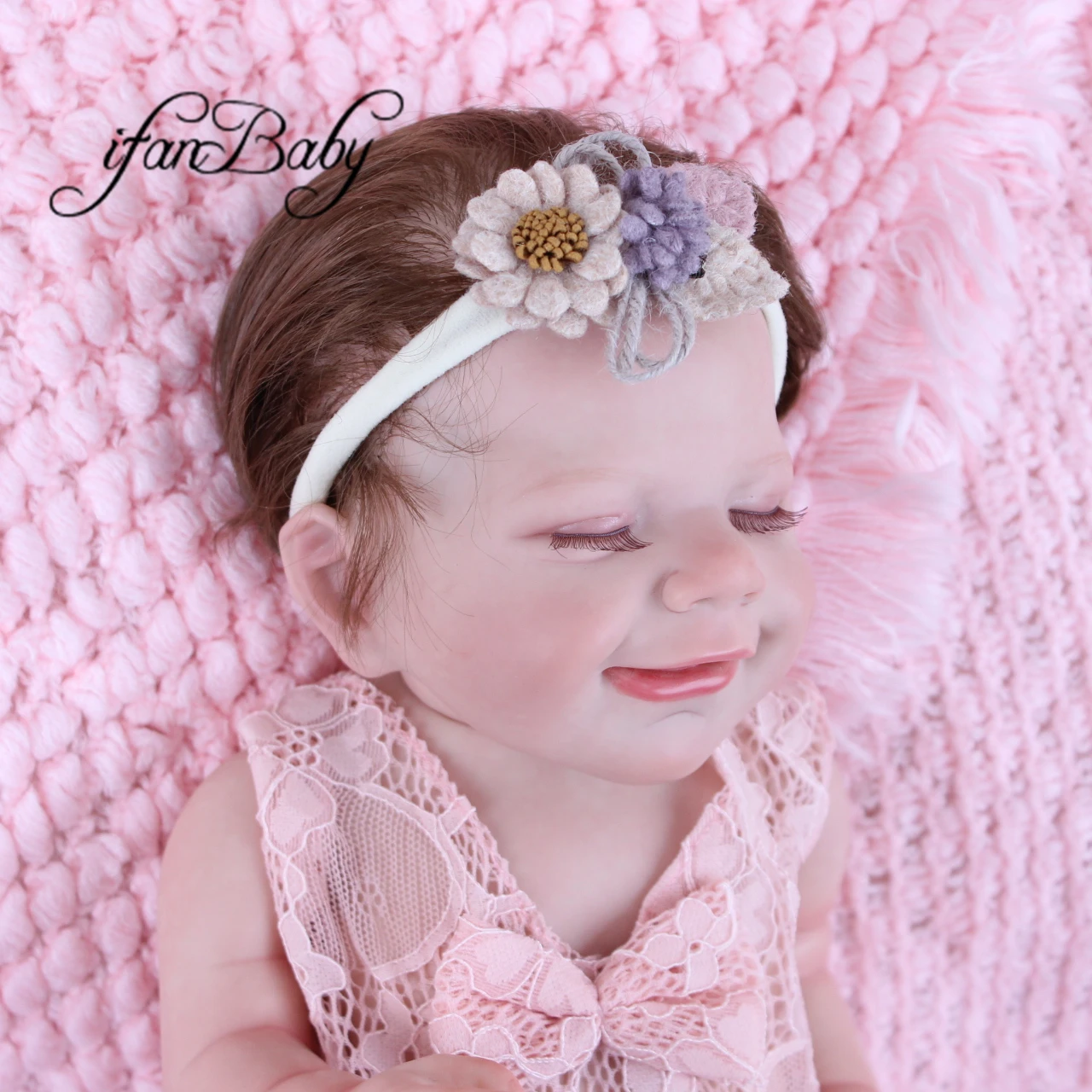 Weiche Warme Blume Stirnband Nylon Elastische Stirnband Für Baby Mädchen – Detail 2