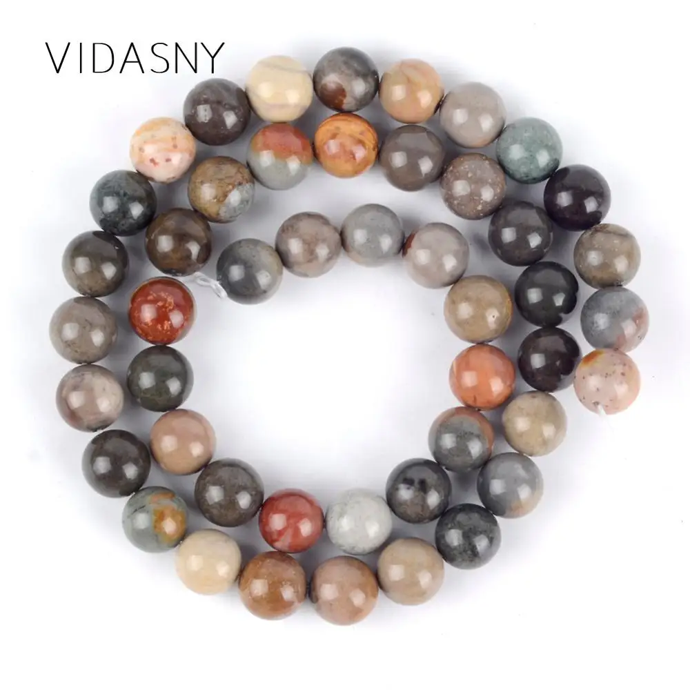 

Natural Minerals Stone Beads America Picasso Jaspers Round Loose Beads For Jewelry Making Diy Bracelet Necklace 4-12mm 15inch