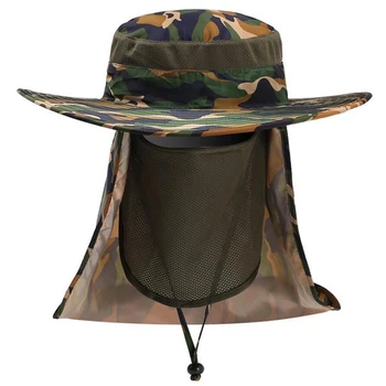 

Fishing Anti UV Sun Hat UV Protection Comfortable Mesh Face Neck Cover Outdoor Quick-Drying Camouflage Hiking Sun Hat with Remov