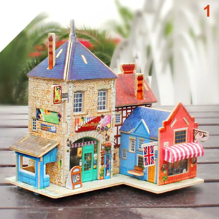 Горячая 3D миниатюрный Британский деревянный дом Сборка DIY Развивающие игрушки для детей