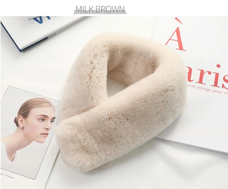 Корейская версия новая женская элегантная и простая цельная кожа втягивающая Пряжка шарф из меха кролика рекс зимний женский шерстяной шарф