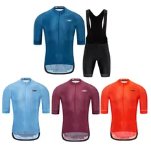 LUBI 7 Colors Men Summer Cycling Jersey Bib Short Set Wear High Density Sponge Pad MTB Clothes Kits Bike Clothing Road Suit