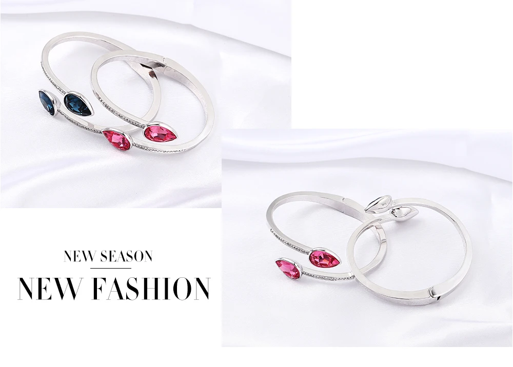 Роскошные двойные капли воды браслеты Кристаллы из браслеты Swarovski браслеты для женщин Мода Открытый браслет свадебные украшения