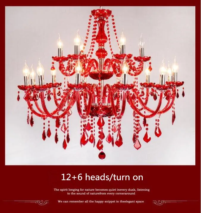 Red crystal glass chandelier candle light wedding wedding room KTV showroom living room dining room lamp free shipping