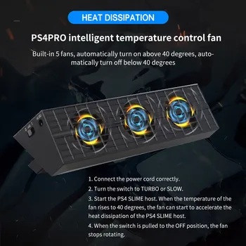 

Console Cooler Smart Cooling Fan Smart Thermostat 3 Fans System Station For Sony Play Station 4 PS4 Slim Plug And Play
