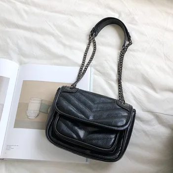 

Bao Lingge chain bag female new simple wild Korean version of the soft leather retro shoulder Messenger bag