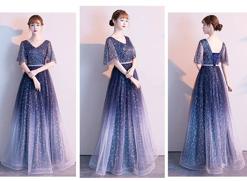 DEERVEADO D255 A Line V Neck Long Prom Dresses Woman Occasion Dress Party Prom Gown Formal Dress Vestido De Festa