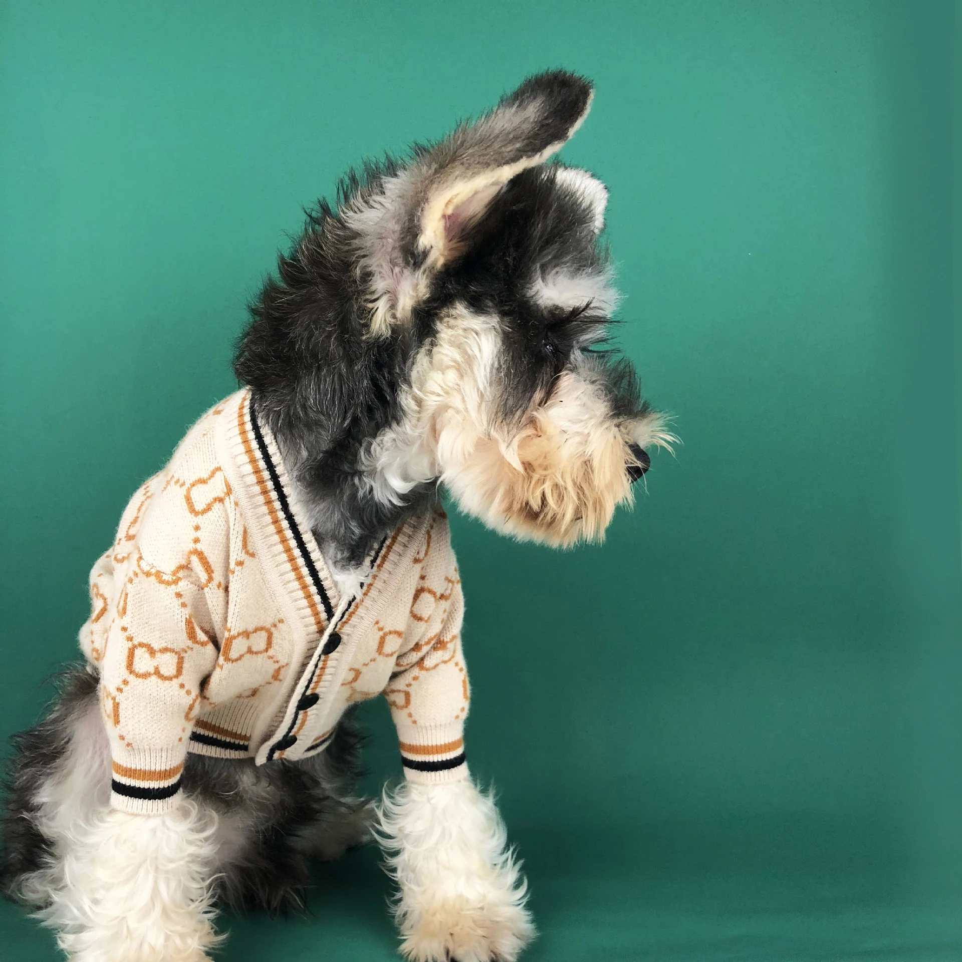 Мягкий свитер для собак, Классический Повседневный костюм для домашних животных, модный кардиган, свитер, вязаная куртка для щенка из шнауцера, бульдога