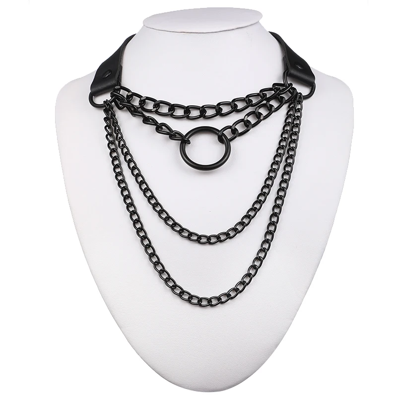 Gothic Lock Chain necklace multilayer Punk choker collar goth pendant necklace women black leather emo Kawaii witch rave jewelry - Image 4