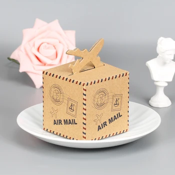 

10pcs 6*6*6cm Airplane Kraft Paper Packaging Sticker for Candy Bag Gift Box Packing Bag Wedding Chocolate Box