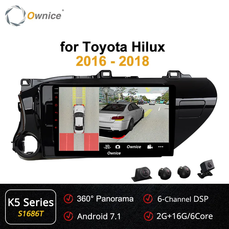 Ownice Car Android 9.0 GPS Navigation for Toyota Hilux Radio k3 k5 k6 4g LET DSP 360 Panorama Player 64G ROM - Цвет: S1686-1 K5