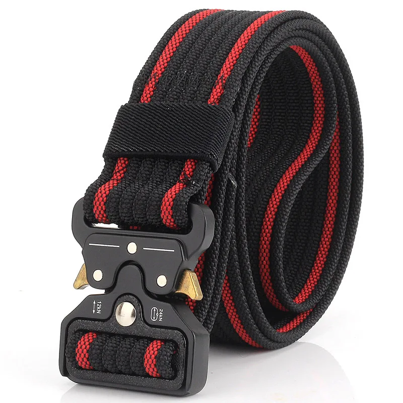 Black red b Открытый тактический пояс армейский тренировочный пояс несколько цветов гофрированный улучшенная версия нейлоновый Охотничий пояс - Color: Black red b
