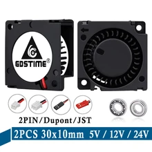 Ventilateur de refroidissement pour imprimante 3D, 2 pièces, 5V, 12V, 24V, 30x30x10mm, 3010 manchons, 2 broches, petit ventilateur, 30mm, 3cm