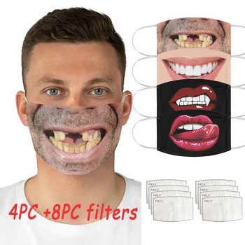 

Portable Humidifiers Mask Mondmaskers Wasbaar Washable Reusable Face Mask Adult Funny Mouth Print Protective Mask#ljc