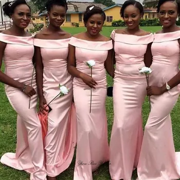 

Off Shoulder Prom Dresses For Black Girls Long Dress For African Women Lace Up Back Floor Length Sheath Wedding Party Dress