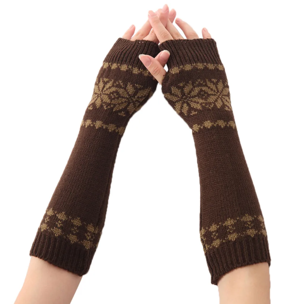 Зимние перчатки женские зимние перчатки на запястье теплые однотонные вязаные длинные перчатки без пальцев митенки перчатки с сенсорным экраном дорожные велосипедные перчатки