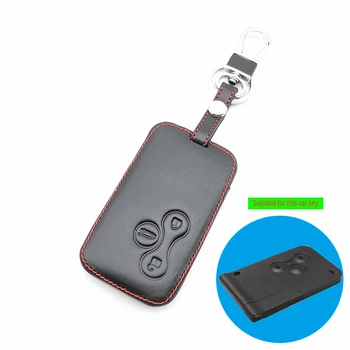 

3 Leather Car Key Button Case Skin Protector Smart Card For Renault Clio Megane 2 3 Koleos Logan Scenic