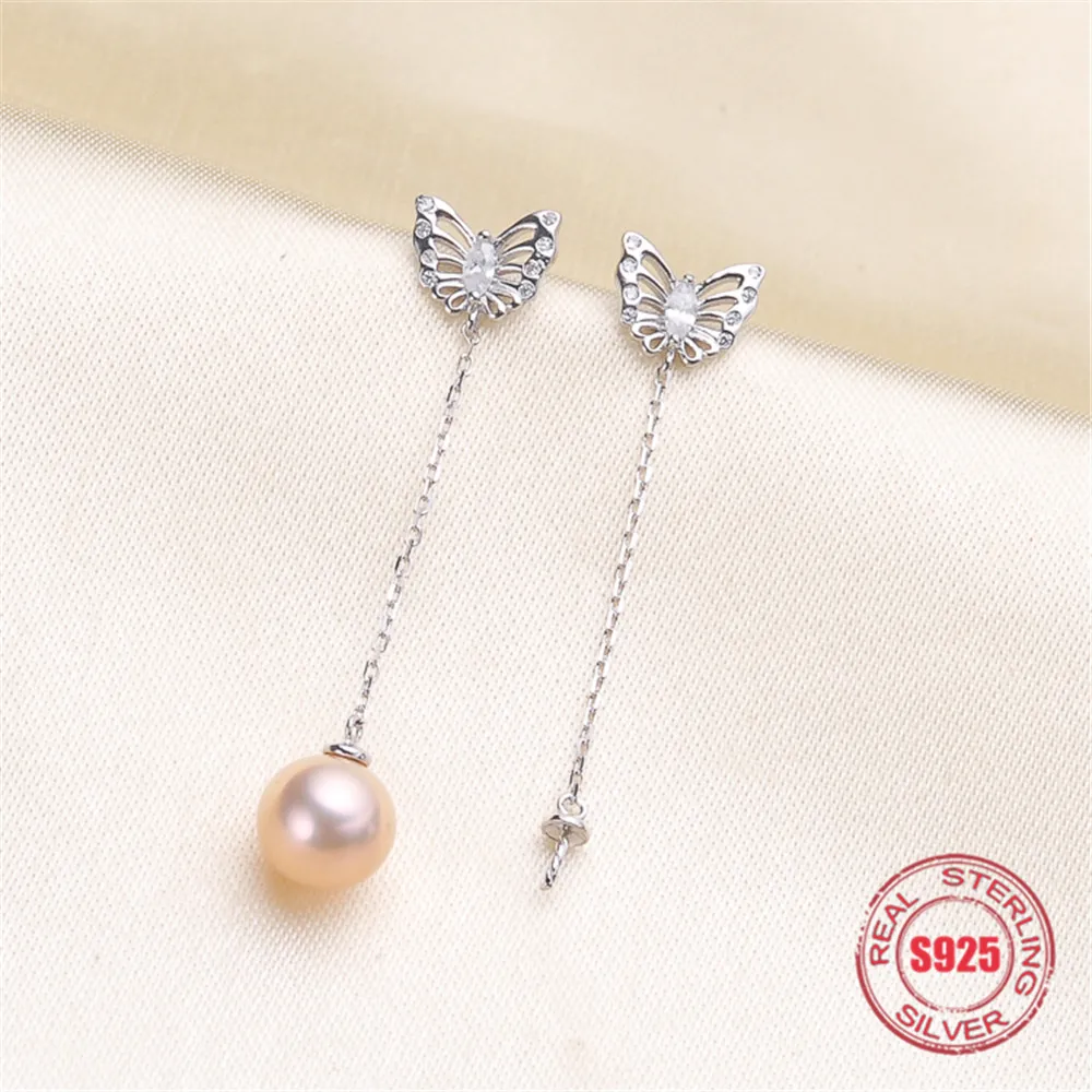 

Classic Pearl Earrings Mounting S925 Sterling Silver Earrings Hooks Dangle Fittings Handmade Craft Accessory