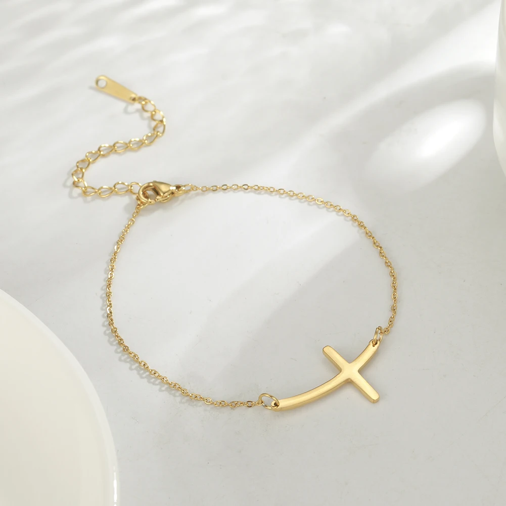Skyrim Edelstahl Kreuz Charme Armband Frauen Femme Christian Einfache Kette Armbänder Armreif Pulseira Liebe Schmuck Geschenke – Detail 10