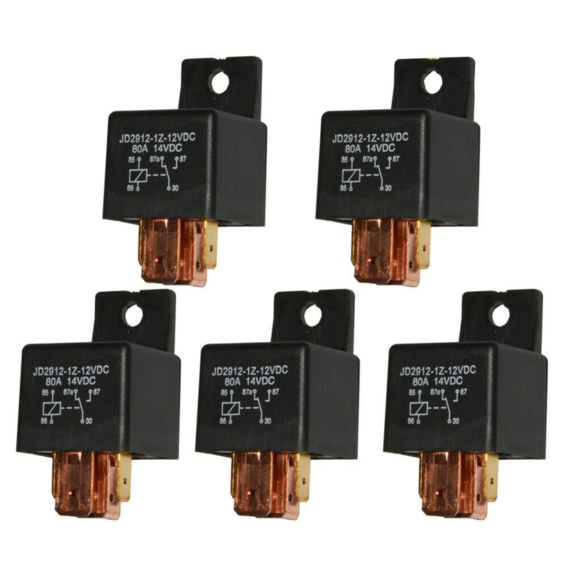 5 Pcs 80A Car Relay 12V 5 PIN Changeover Relays SPDT Battery Power