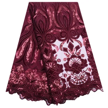 

Velvet Lace with Sequins French Tulle Mesh Lace 2020 Latest High Quality Sequins Lace Fabrics for Dress Christmas Party Sewing
