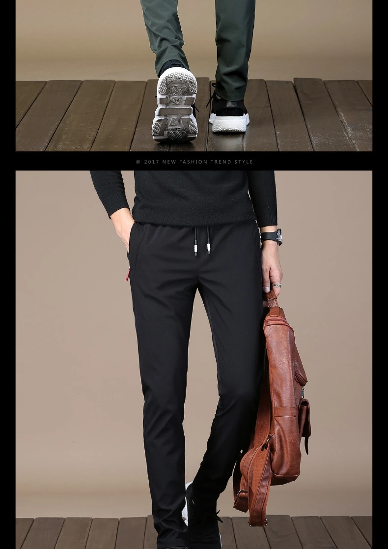 Новинка 2019, брендовые Осенние повседневные мужские штаны, Мужские штаны с эластичной резинкой на талии, мужские быстросохнущие брюки для