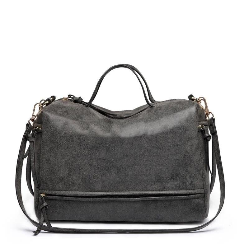 Черный Brand Fashion Female Shoulder Bag Nubuck Leather women handbag Vintage Messenger Bag Motorcycle Crossbody Bags Women Bag - Цвет: Черный