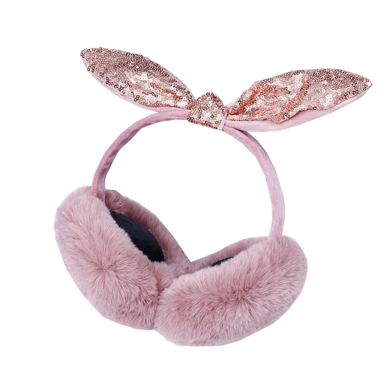 

310 Cute Imitation Rabbit Fox Foldable Bright Crystal Plush Warm Winter Warm Winter Accessories for Women Faux Fur Earmuffs