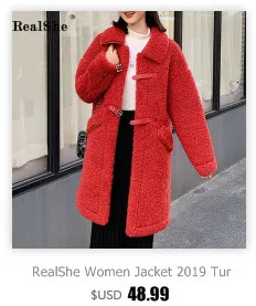 RealShe, Женская куртка,, с отворотом, длинный рукав, с поясом, одноцветная, зимняя, женская, осенняя, повседневная, для женщин, зимние пальто и куртки