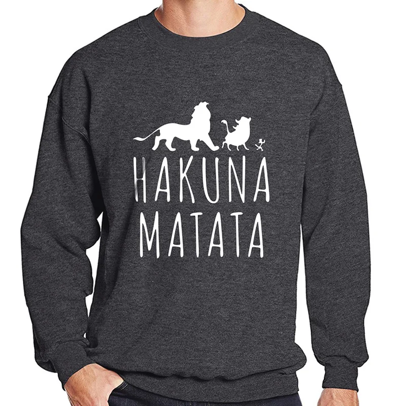 Новое поступление, Весенняя толстовка, зимняя толстовка из флиса HAKUNA MATATA, Забавный принт с буквами, популярная мужская спортивная одежда, толстовки harajuku
