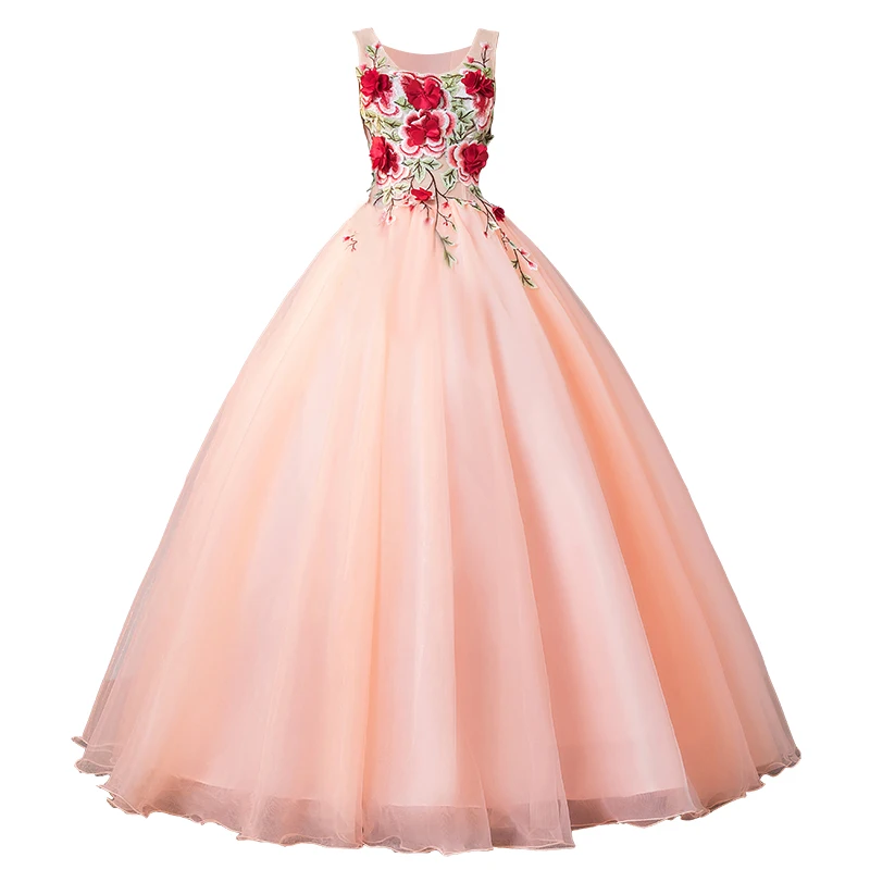 Платье для светской львицы розовые платья Quinceanera бальное платье длинное платье для выпускного вечера с цветами Маскарад сладкий 16 платье Vestidos De 15 Anos