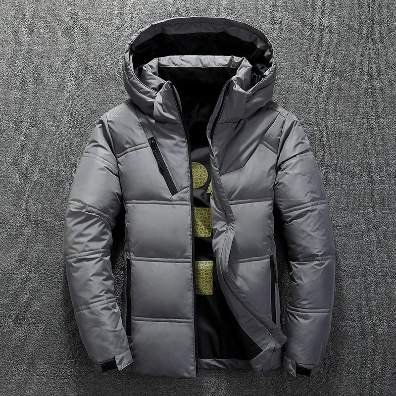 Winter Warm Men Jacket Coat Casual Autumn Stand Collar Puffer Thick Hat White Duck Parka Male Men's Down With Hood | Мужская одежда