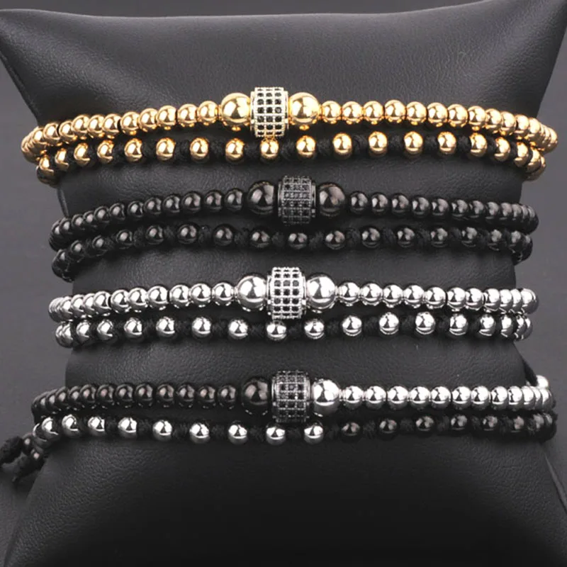 New Design Stainless Steel Beaded Handmade Knot Cute Design CZ Charm Bracelet Jewelry For Men