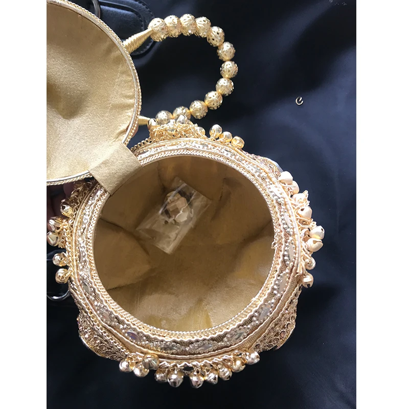 DOYUTIG Indian Women's Hand-Made Beaded Clutches Vintage Crystal Small Bell Tassel Bags For Lady Wedding Bags Evening Bags F669 4