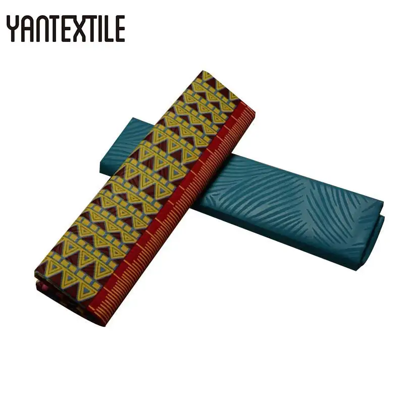 YANTEXTILE Анкара ткань Африканский настоящий воск принт тиснение Гана Kente Ткань 2+ 2 ярдов Tissu простое окрашивание африканская ткань Анкара - Цвет: 19070000