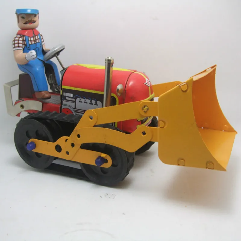 

1PCS Tin Bulldozer Nostalgic Collection Bar Retro Decorative Ornaments Wind Up Tin Toys for Children