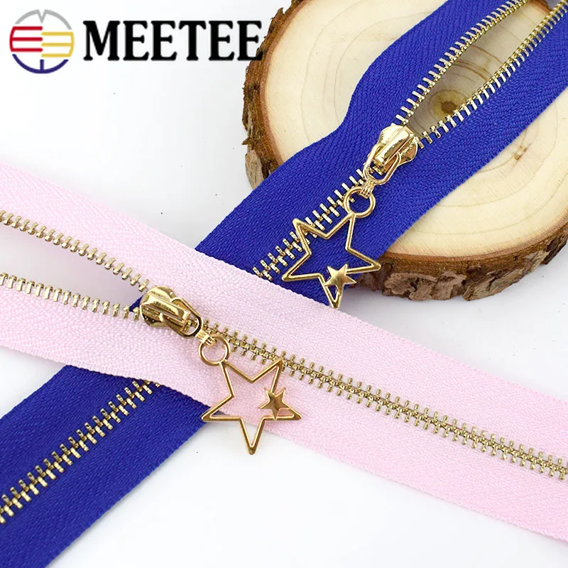 2/5 шт meetee 40-70 см 3# металлическая молния модная пятиконечная подвеска Золотой зуб открытый конец застежки-молнии для шитья сумки для одежды ZA057