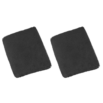 1 Pair Black Cotton Unisex Sport Sweatband Wristband Wrist Protector Running Badminton Basketball Brace Terry Cloth Sweat Band