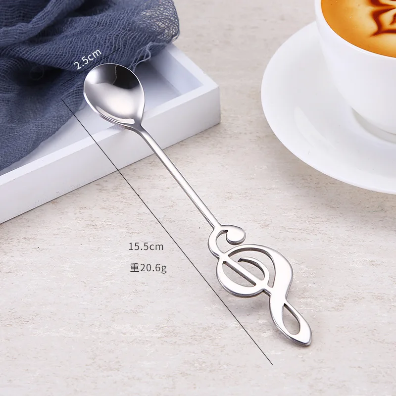 Promotional Spoons Creative Musical Note Spoon 304 Stainless Steel Coffee Spoon Natural Color Quality Kitchen Tools Tea Mixing