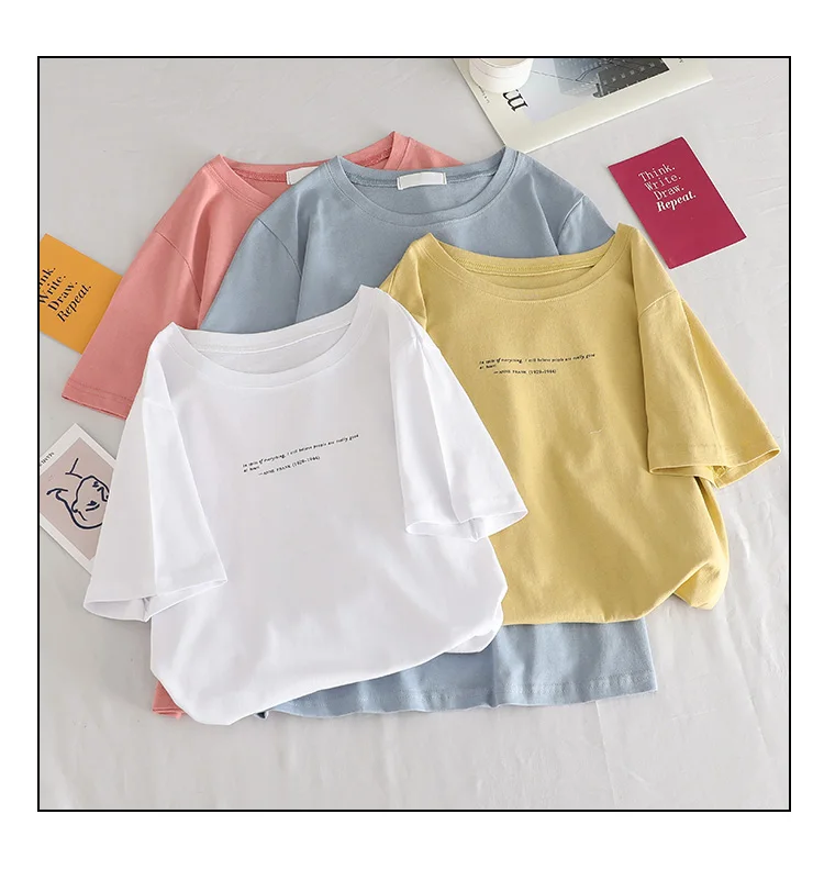 Harajuku Летняя женская футболка, простые футболки «Друзья» с буквенным принтом, повседневный белый топ с коротким рукавом, женская футболка, Корейская одежда