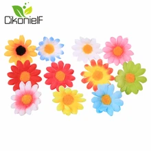 100 шт искусственные герберы(Ромашки) Ткань Цветок голова Свадебная вечеринка DIY украшения ремесло 4 см декоративные белые желтые шелковые цветы