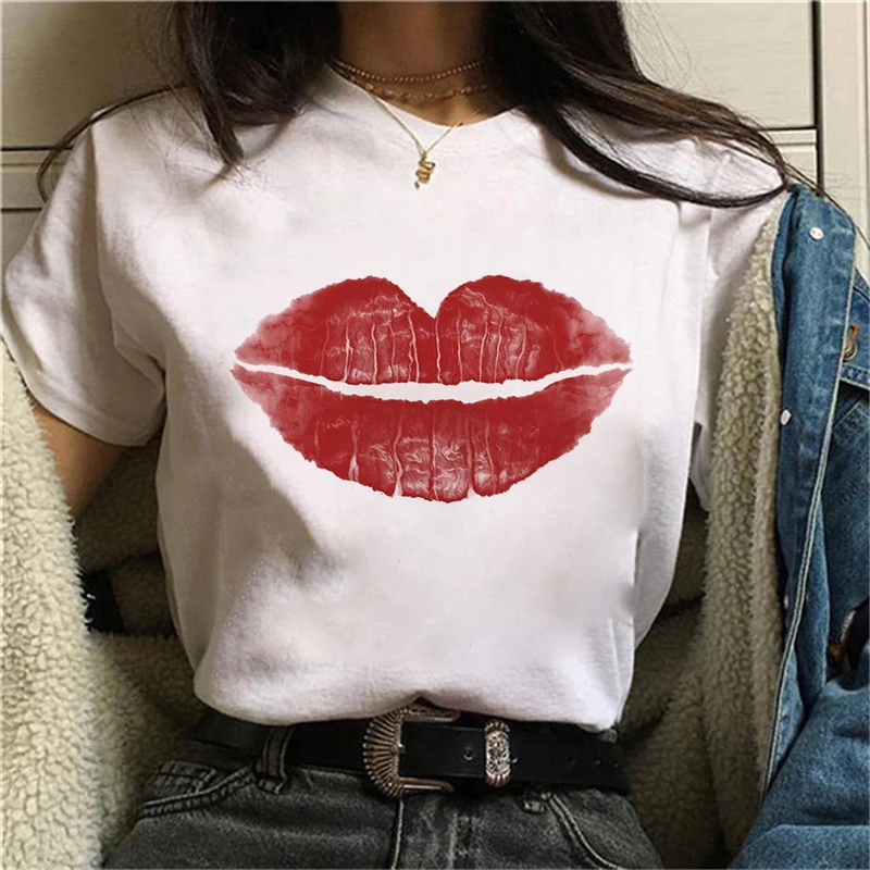 2020 Fashion Women Harajuku Flaming lips Printed T Shirt Casual Short Sleeve Women's T-shirt Soft Female T shirt